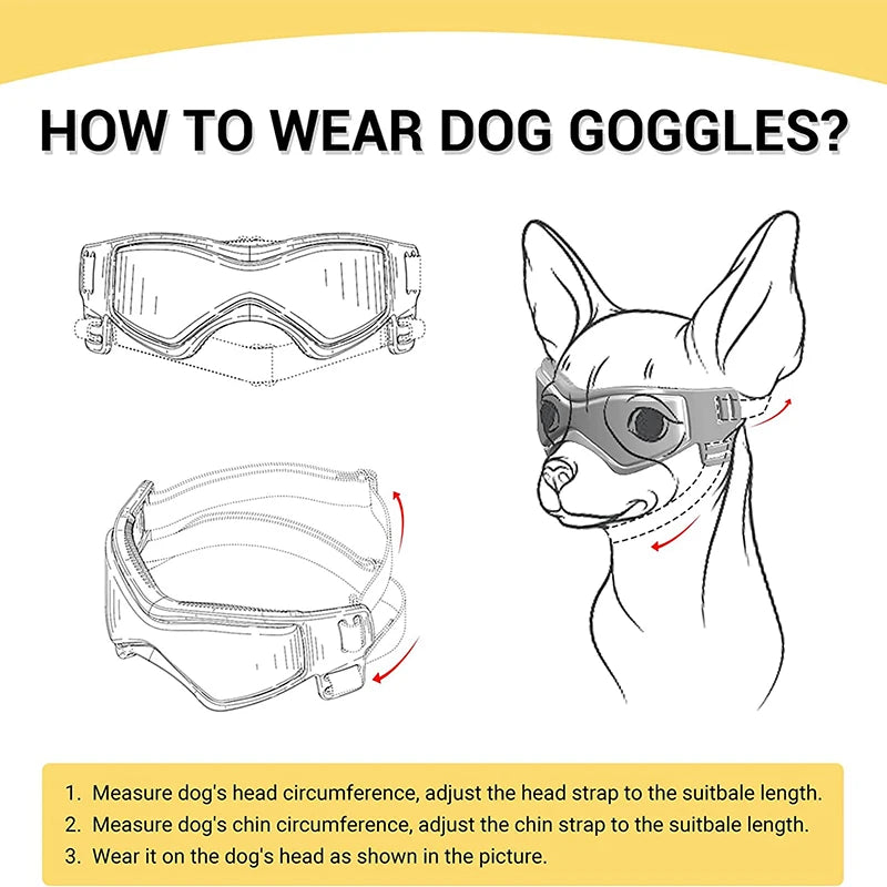 Dog Sunglasses Soft Adjustable UV Protection Pet Goggles Easy Wear Puppy Glasses For Small Medium Breed Outdoor Riding Driving