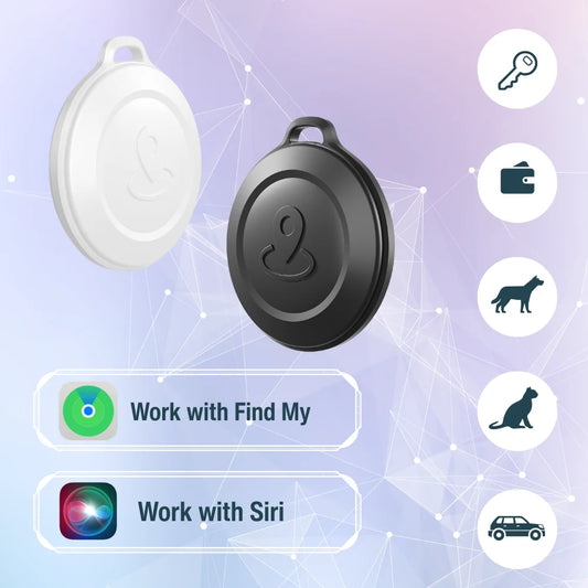 the PAWFIND GPS TAGS - 2PCS GPS Tracker Works with iOS Find My APP, MFI Smart Tag Key Finder Anti-Lost Global Locator for Wallet/Car/Luggage/Pet Tag
