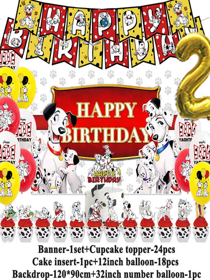 Disney 101 Dalmatians Birthday Party Supplies Cartoon One Hundred and One  Dog Balloon Backgrounds Cake Topper Banner Kids Gifts