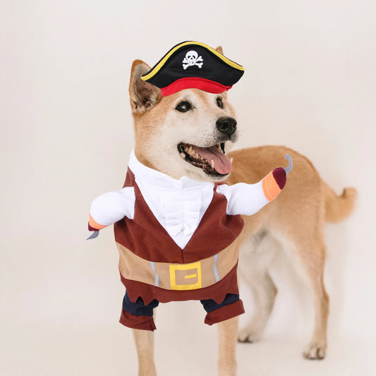 Pet Transformation Costume Dog Clothes Pirate Theme Halloween Wear Cotton Comfortable Cosplay Clothing Decorative Props Dog
