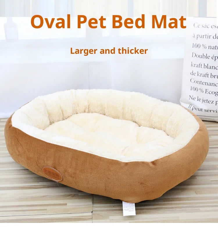 Autumn/Winter Warm Pet Nest Big Dog Mat Oval Teddy Dog Cat Nest Golden Retriever Comfortable Cozy Pet Bed
