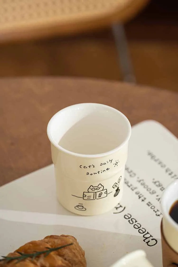 225ml Ceramic Cup Cute Cat Illustrations Coffee Cup for Kitchen Coffee Shop Restaurant,Latte Mug,Drinkware Gift Souvenir