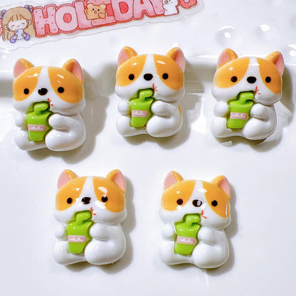 5pcs Cute Cartoon Corgi Magnetic Refrigerator Stickers - Dog Shape, Perfect for Blackboards & Message Boards Playful Design