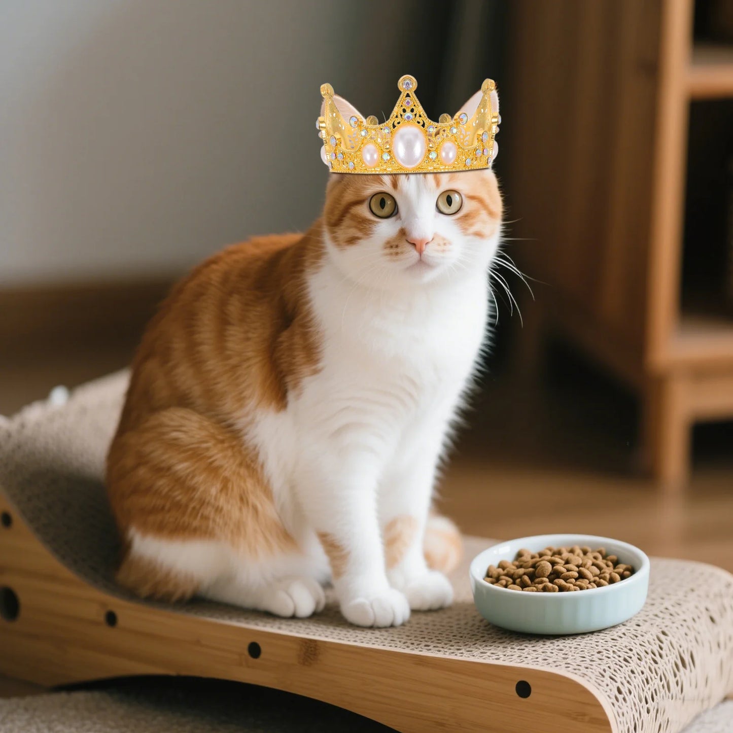 Pet Crown Adjustable Strap Small Dog Wedding Crown Hat Birthday Party Festive Events Golden Alloy Durable Photo Prop