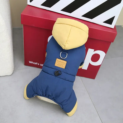 Waterproof Dog Jumpsuit with Hat Warm Fleece Linner Winter Dog Onesie 4-Legs Puppy Pet Jacket Padded Dog Clothes for Small Dogs