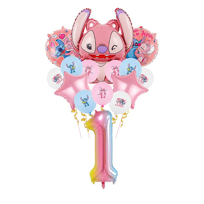 Lilo And Stitch Birthday Decoration Disney Pink Stitch Party Theme Tableware Set Angel Balloons Happy Supplies Kids Girl Favors