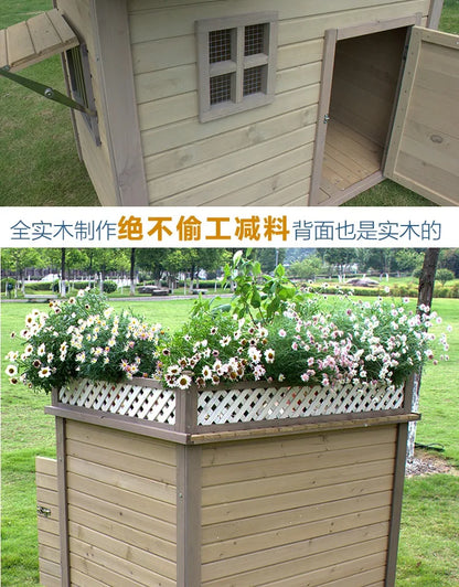 the DOGGY COTTAGE - Outdoor Solid Wood Doghouse, Kennel Indoor Large, Medium and Small Dogs, Outdoor Small, Medium and Large Courtyard Universal