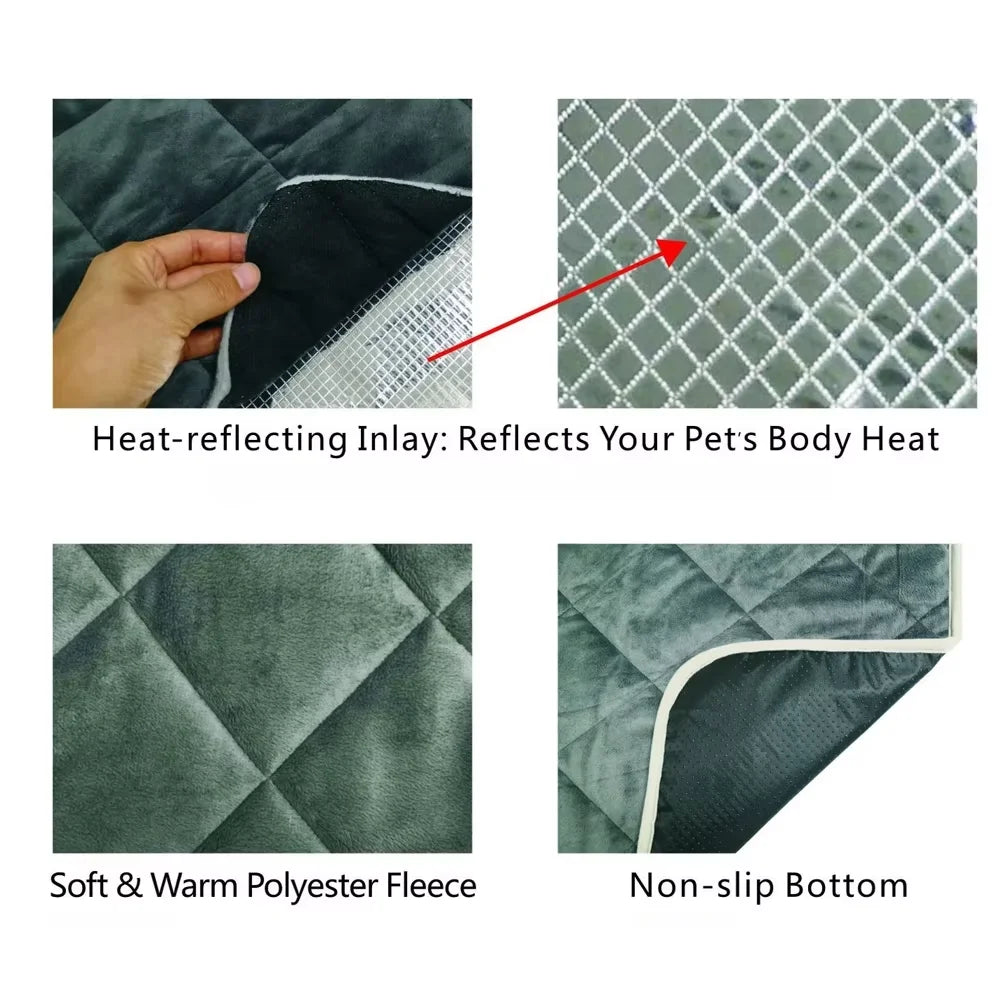 Self-Warming Pet Blanket for Outdoor Use - Built-in Pee Pad, Reusable Cloth Thermal Mat, In Stock for Cats & Dogs