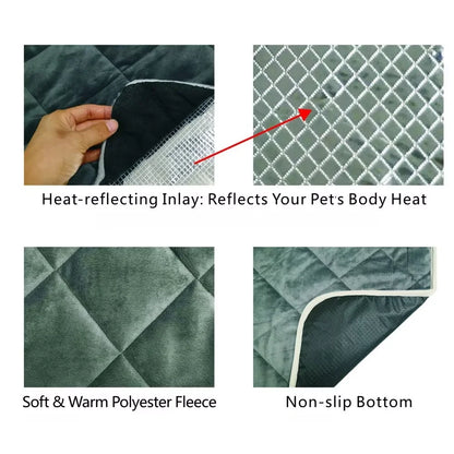 Self-Warming Pet Blanket for Outdoor Use - Built-in Pee Pad, Reusable Cloth Thermal Mat, In Stock for Cats & Dogs