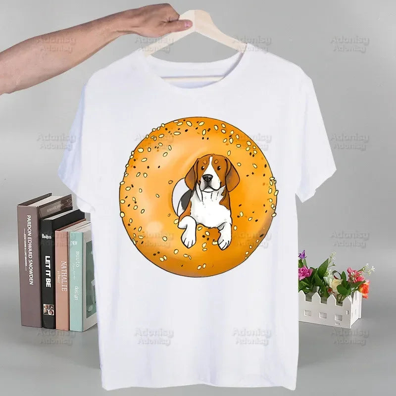the PERSONAL STALKER - Beagle Cartoon Men's T-Shirts, Funny Hip Hop Summer Women/Men Bagel Dog Cute T-Shirts