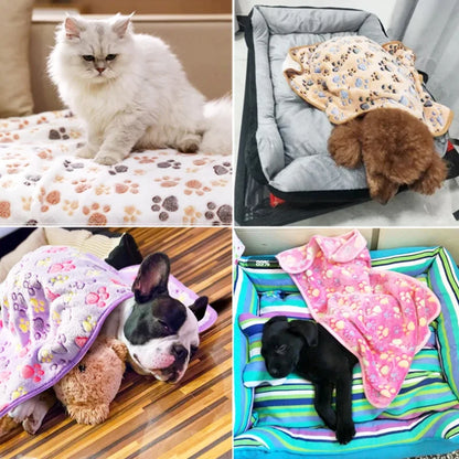 Dog Cat Cute Pattern Fleece Sleeping Blanket Winter Fall Dog Coral Soft Fluffy Bed Sheet Mat Pet Warm Comfortable Blanket Cover