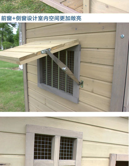 the DOGGY COTTAGE - Outdoor Solid Wood Doghouse, Kennel Indoor Large, Medium and Small Dogs, Outdoor Small, Medium and Large Courtyard Universal