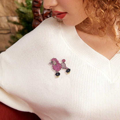 Classic Rhinestone Dog Brooches for Women Enamel Animal Pins Necklace Office Party Friend New Fashion Gifts Jewelry Accessories