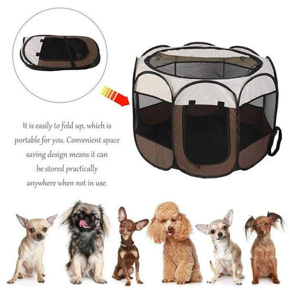 the DOGGY PLAYPEN - Portable Foldable Pet Tent Kennel, Octagonal Fence Puppy Shelter, Easy to Use Outdoor Easy Operation Large Dog Cages, Cat Fences