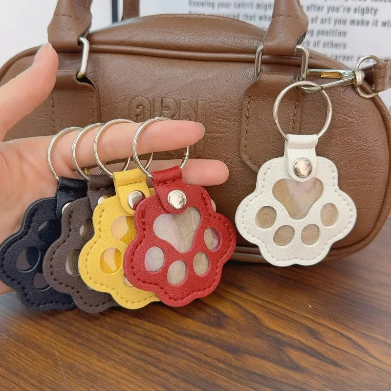 Pet Hair Memorial Keychain PU Leather Keepsake Locket for Cat Dog Fur Collection Memorial Keyring Gifts Decoration Accessories