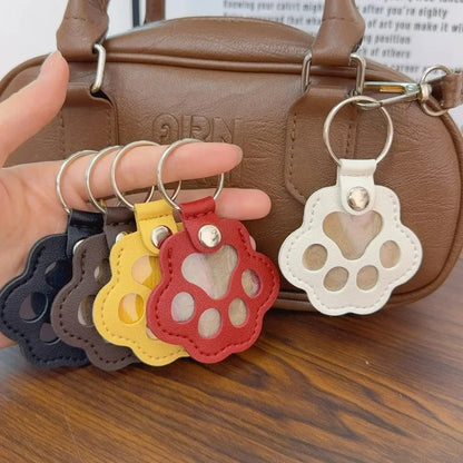 Pet Hair Memorial Keychain PU Leather Keepsake Locket for Cat Dog Fur Collection Memorial Keyring Gifts Decoration Accessories
