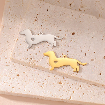 5 pieces/batch Cute Sausage Dog Wolf Pendant Stainless Steel DIY Earrings Bracelet Jewelry Fashion Jewelry Making