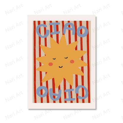 Funny Animals Tiger Bonjour Dog Bunny Skateboard Posters Prints Wall Art Canvas Painting Nursery Pictures for Kids  Room Decor