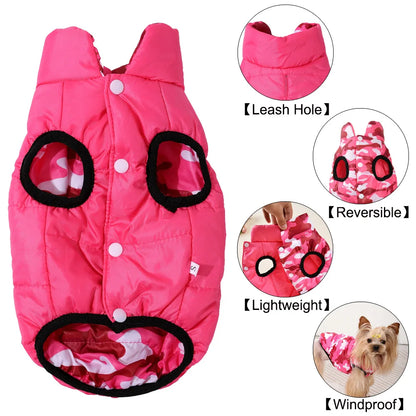 Reversible Winter Warm Dog Clothes Windproof Pet Vest Jacket For Small Medium Dogs Cats Chihuahua French Bulldog Yorkshire Coat