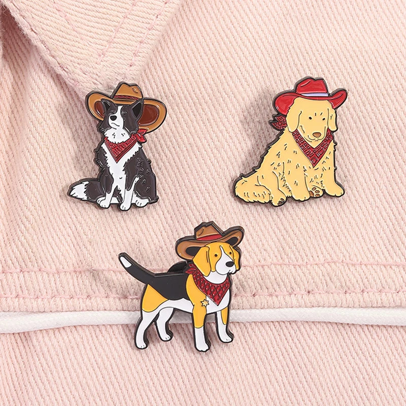Cute Golden Retriever Border Collie Beagle Collie Enamel Pin Cartoon Pet Dog Animal Brooch Lapel Badge Jewelry Gifts For Friends