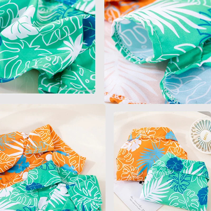 Hawaiian Style Dog Shirt Coconut Tree Patern Dog Vest Chihuahua Yorkie Breathable Polo Shirt Puppy T-Shirt Summer Pet Clothes