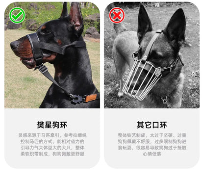 the MUZZLE STRAP - Dog Muzzle for Large/Medium Dogs – Anti-Bite, Anti-Bark Adjustable Pet Mouth Mask with Leash Loop, Training Walking Nylon Muzzle