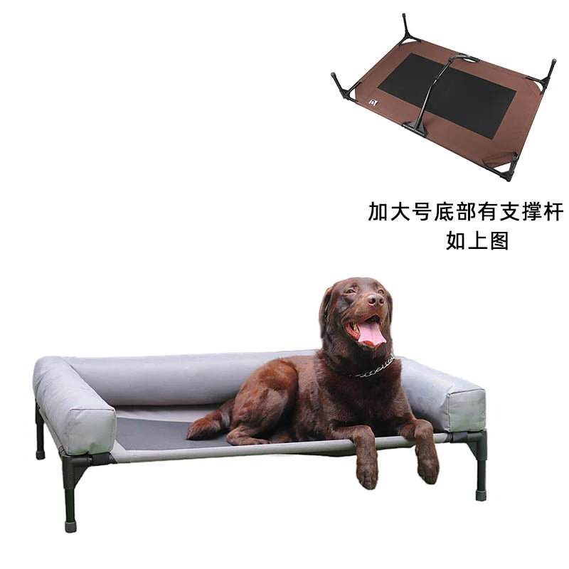 Large Elevated Cooling Dog Bed Portable Anti-Chewing Outdoor Kennel with Non-Slip Foot Rest Pet Bed