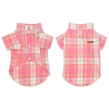 British Style Cat Dog Shirt Spring Summer Pet Clothes with D-ring for Small Dogs Cats Shiba Inu Corgi Puppy Clothing Outfits