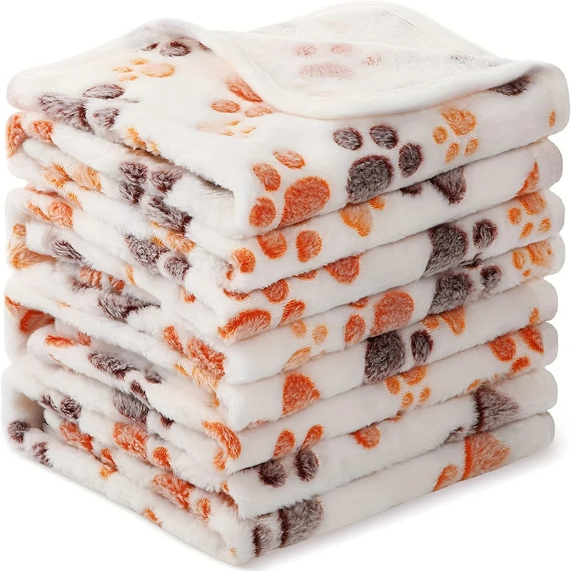 Pet Blanket with White Paw Print Pattern Flannel Blanket Soft and Fluffy Suitable for Dogs and Cats of Pet Blankets