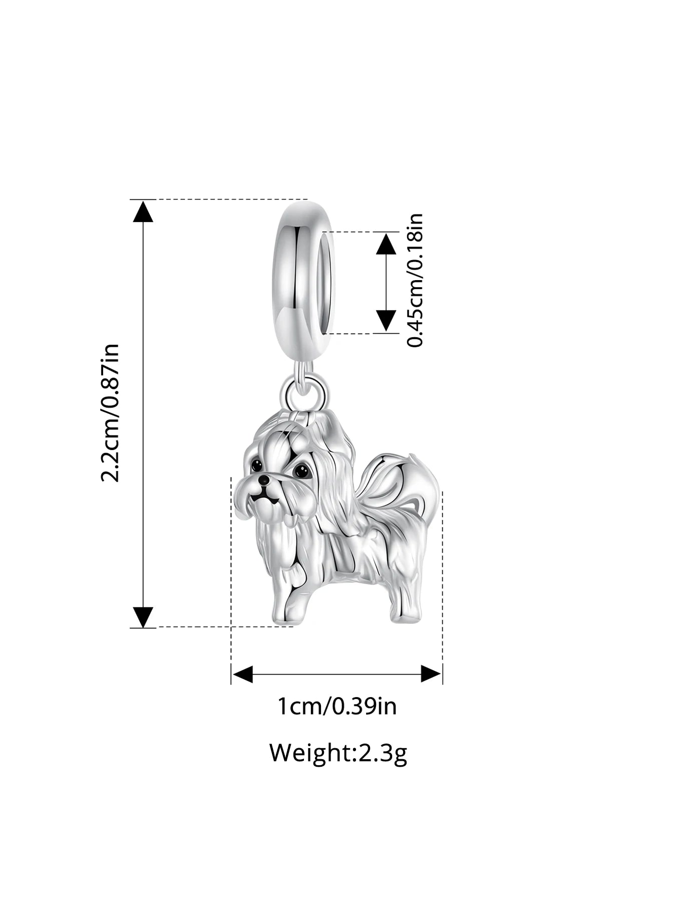 WOSTU 925 Sterling Silver Pet Dog Charm Pomeranian Pendant Yorkshire Terrier Locket Cute Original Fit for Women Bracelet DIY