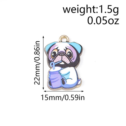 10pcs 15x22mm Cartoon Animal Charms Enamel Dog Charms for Jewelry Making Earrings Pendants Necklaces Bracelets DIY Crafts Supply