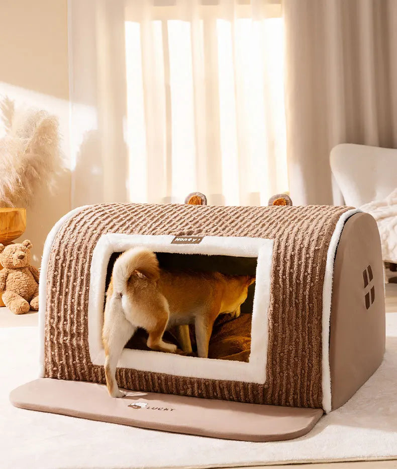 Winter dog three-dimensional bear curved house kennel warm thickened cat  pet