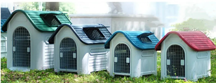 Luxury Dog House Series Outdoor Small Medium Large All Season Rainproof Plastic Kennel Dog House With Window