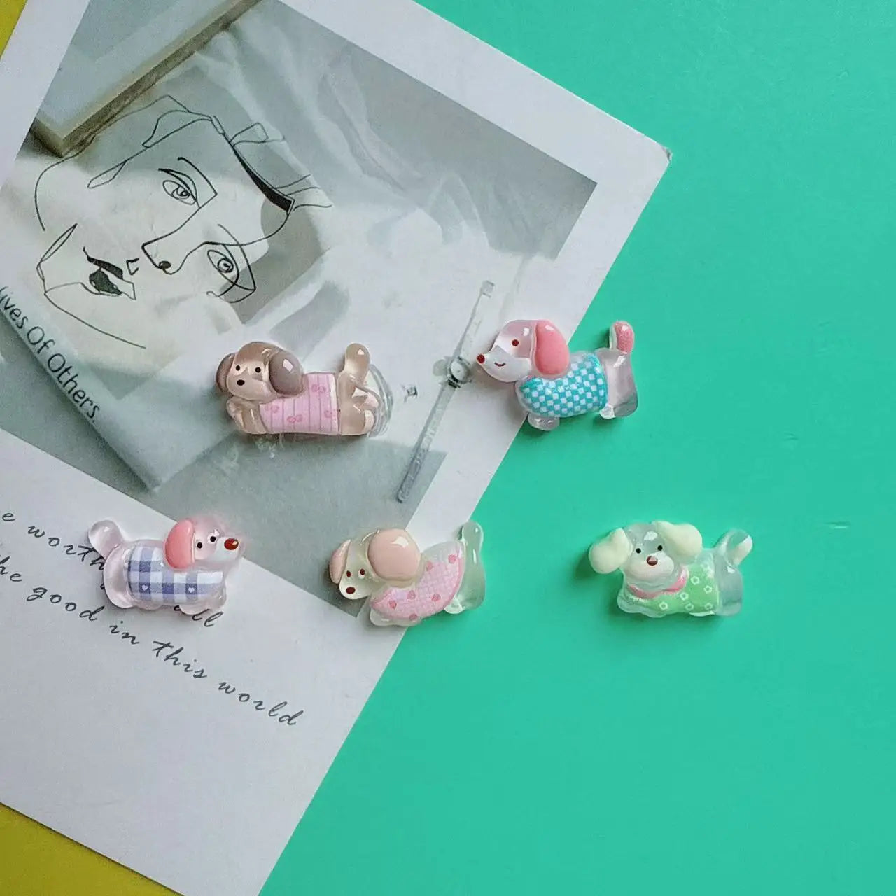 5pcs Cartoon transparent long dog Fridge Magnet Photo Wall message board Bulletin board decoration Magnetic stickers Home Decor