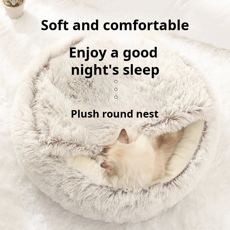 Cat Litter Crystal Plush Dog Kennel Plush Pet Kennel Shipping Deep Sleep Half Pack Warm Vacuum Round