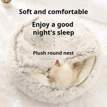 Cat Litter Crystal Plush Dog Kennel Plush Pet Kennel Shipping Deep Sleep Half Pack Warm Vacuum Round