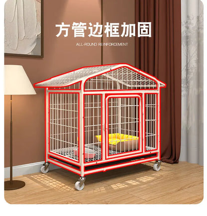 Heavy Duty Dog Cage Large Medium Pet Cage with Toilet Full Square Tube Indoor Dog House