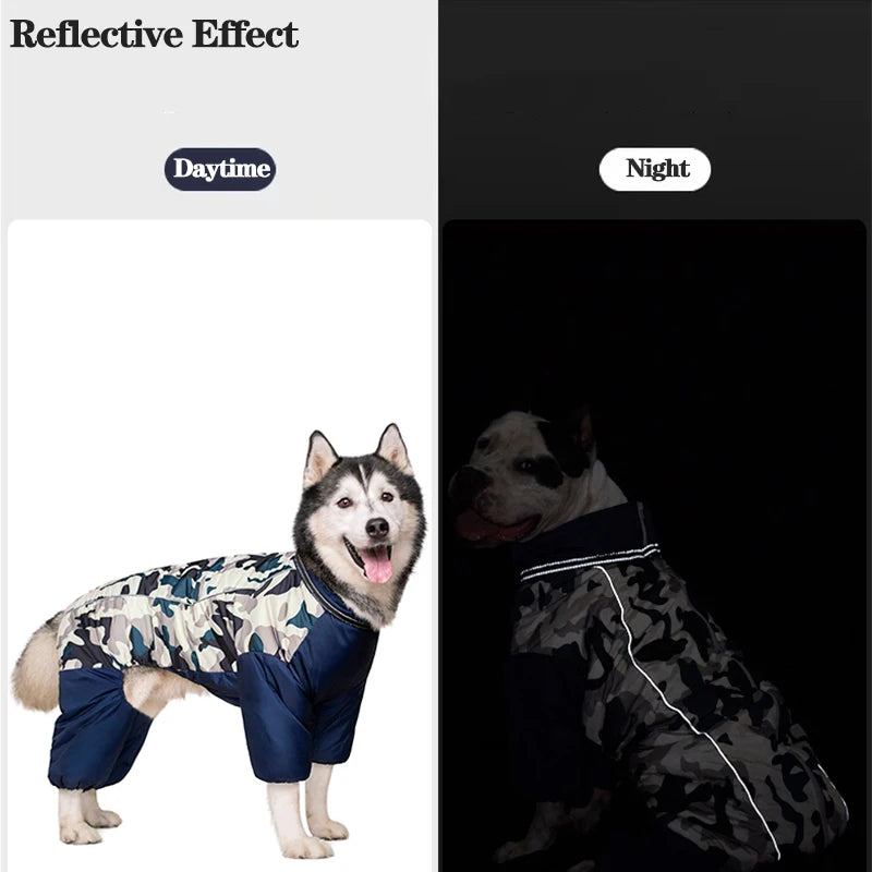 Winter Dog Clothes Super Warm Large Dogs Jacket Thicken Pet Cotton Coat Waterproof Dog Jumpsuits For French-Bulldog Overalls