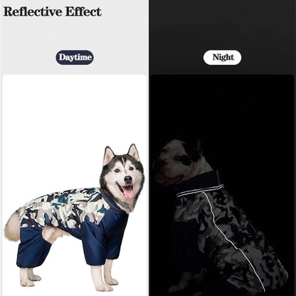 Winter Dog Clothes Super Warm Large Dogs Jacket Thicken Pet Cotton Coat Waterproof Dog Jumpsuits For French-Bulldog Overalls