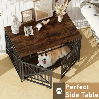 Wrought Iron Dog Cage Pet Villa Kennel Kennel Large, Medium And Small Dog Storage Table Furniture Dog Cage