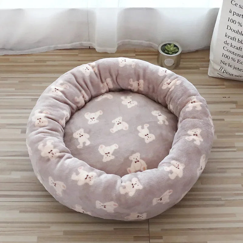 Pet Sofa Bed Dog Cat Nest Donut Washable Round Plush Nest Soft Comfortable Cushion Mat Winter Warm Puppy Kitten Calming Beds