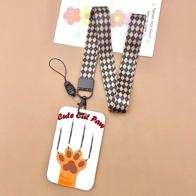 Cat and dog pattern Bank Credit ID Card Student Bus Card Holders Storage Protective Shell Pendant