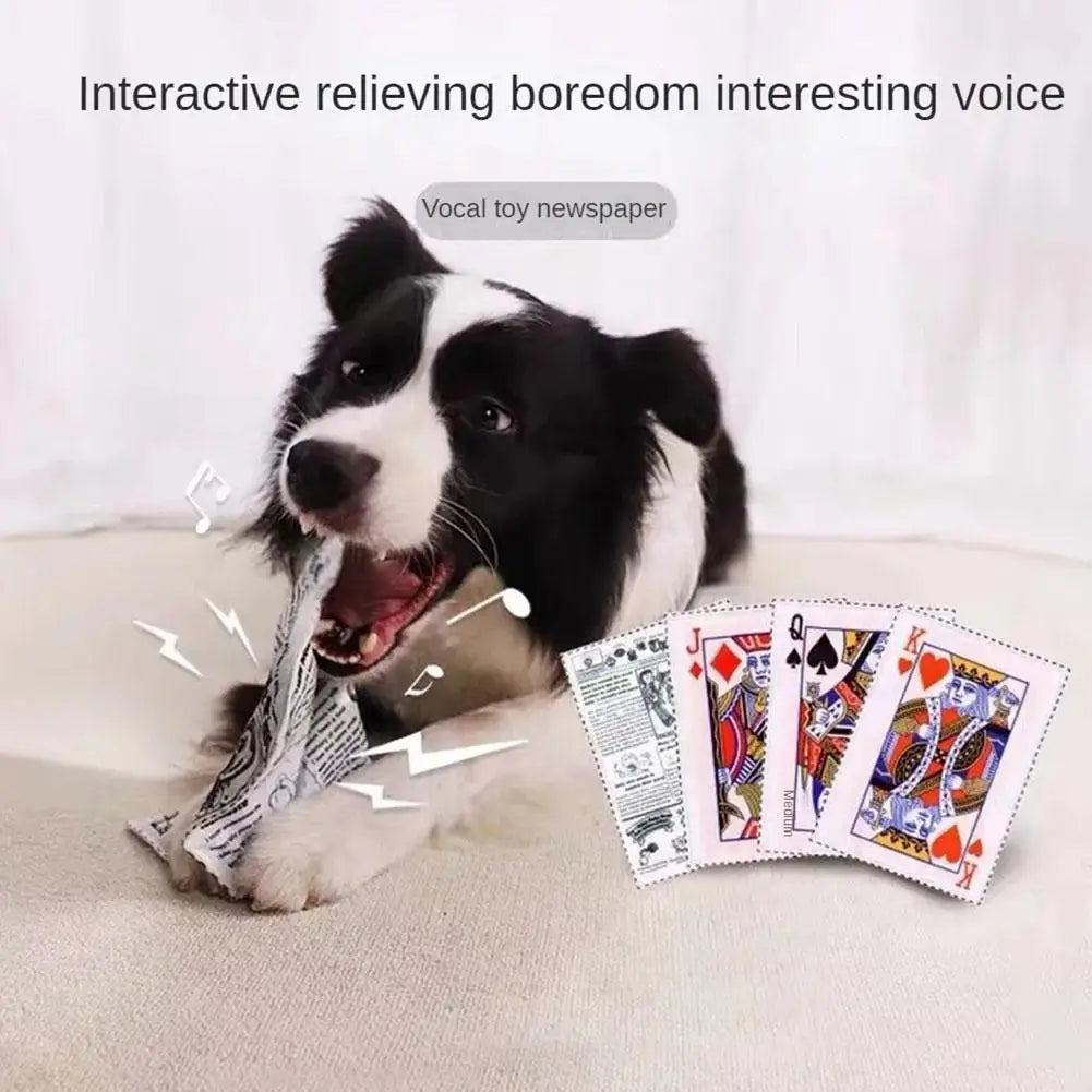 Newspaper Dog Toys Simulation Newspaper Paper Playing Cards Rubbing Sound Small Medium Chew Dog Toys Bite Resistant Tissue