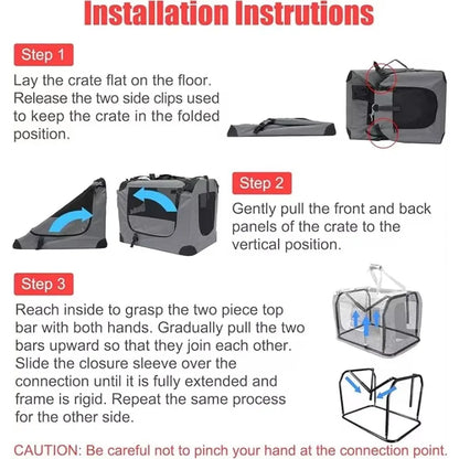 Medium Large Capacity Pet Car Crate Portable Carrier Zipper Closure Breathable Nest for Dogs Folding Dog Cage for Car