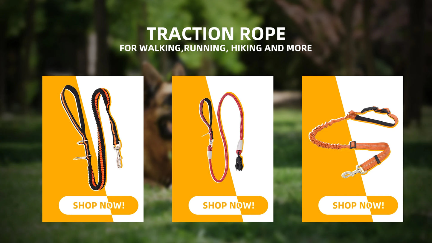 the COMMANDPRO REFLECTIVE LEASH - Heavy Duty Dog Leash - Nylon Reflective with Soft Padded 2 Handle & Auto Lock, Frog Clip, Outdoor Dog Leash with a Dog Poop Bag