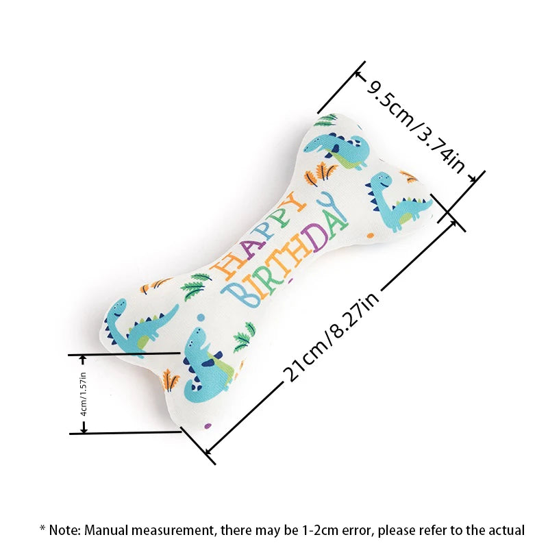 the BIRTHDAY BONE - Dog Toys, Bone Bite Resistant Interactive Toys, Relieve Emotions Squeaking Sound Plush Chew, Vocalize Toys - Birthday Gift