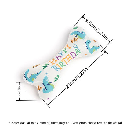 the BIRTHDAY BONE - Dog Toys, Bone Bite Resistant Interactive Toys, Relieve Emotions Squeaking Sound Plush Chew, Vocalize Toys - Birthday Gift