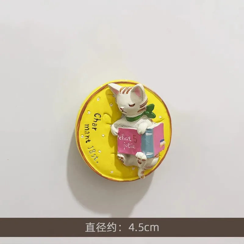 3D Fridge Magnet Puppy Cartoon Cat and Dog Refrigerator Stickers  Anti-theft Entrance Door Decorative Magnetic Creative Message