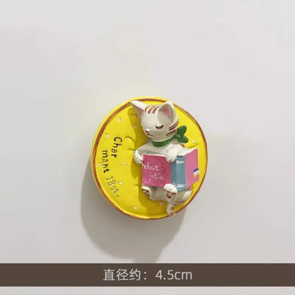 3D Fridge Magnet Puppy Cartoon Cat and Dog Refrigerator Stickers  Anti-theft Entrance Door Decorative Magnetic Creative Message