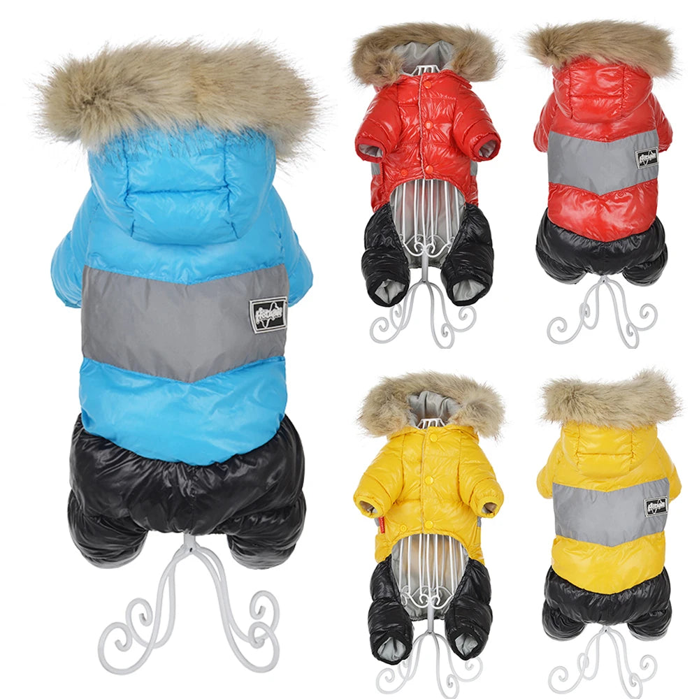 Winter Warm Dog Clothes For Small Dogs Chihuahua Waterproof Hooded Puppy Down Jacket French Bulldog Hoodies Jumpsuit Overalls